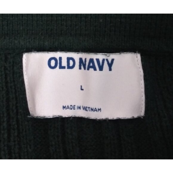 Old Navy Men's Dark Green Button-Down Cable Knit Polo Sweater Size Large - Picture 3 of 5